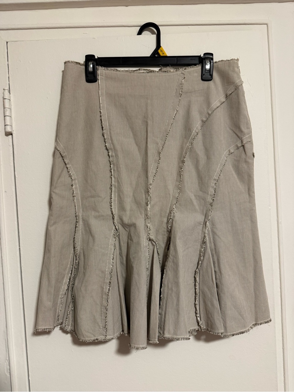 Poleci Raw Edge Deconstructed Taupe Midi Skirt -Size 8